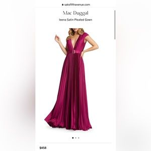 Mac Duggal Ieena Satin Pleated Gown